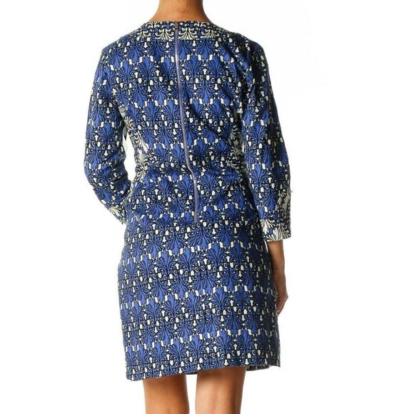 Donna Morgan Bohemian Vintage Look Midi Dress in Royal Blue Print - Picture 2 of 7